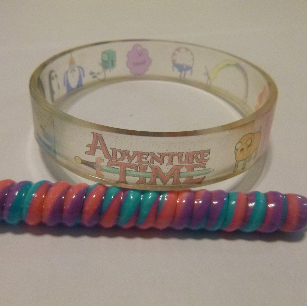 ADVENTURE TIME Bangle Bracelet Clear Resin Finn, Jake, Ice King, Princess Bubblegum, LSP
