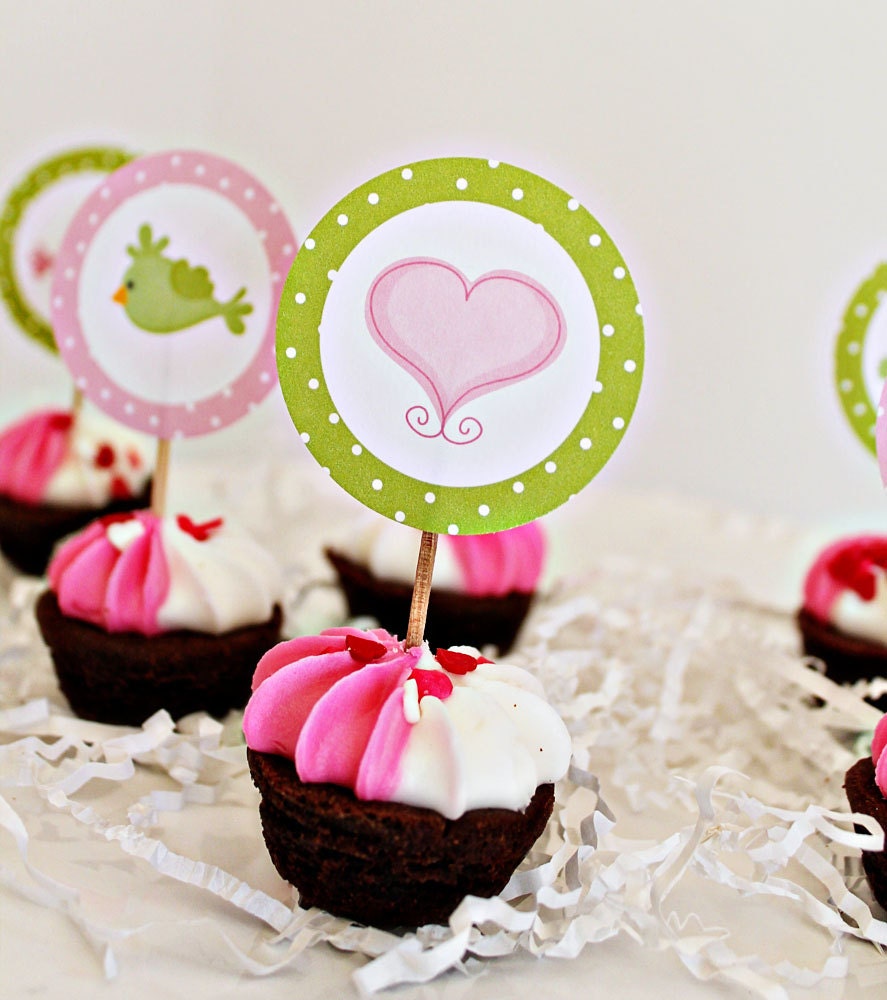Happy Heart Turtles Theme - Printable Party Tags - Cupake Toppers - Printable Party Favors - Valentine Party Printables Il_570xn
