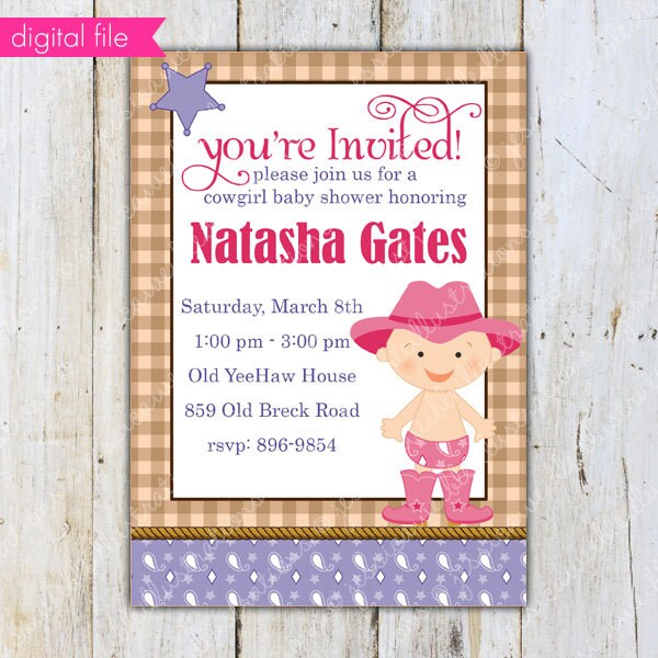 ... Printable Invitation- BLANK Party Invitation- Cowgirl Baby Shower