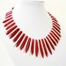 Sale 15% OFF Alternating Red White Spikes Tribal Native Chunky Howlite Necklace/ Bib Turquoise Necklace/ Statement Necklace