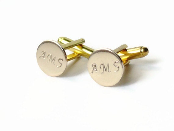 Gold cufflinks personalized cufflinks Initial cuff by WatchMeWorld