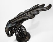 Recycled Metal Queen Monster head --- Steampunk Dieselpunk Cyberpunk Craft Handmade - Kreatworks