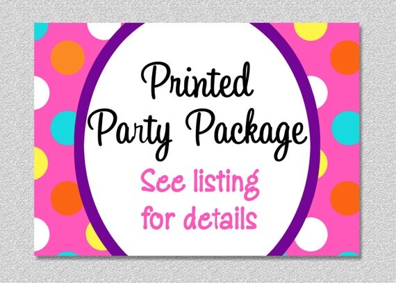 Printed Party Package - Printed Invitations, Thank You Card, Water Bottle Labels, Party Favor Tags, Cupcake Toppers and Banner Il_570xn