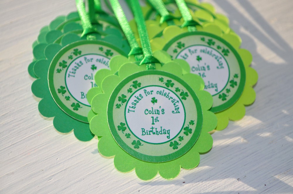 12 St. Patrick's Day Birthday Favor Tags - St. Patrick's Day Decorations - Shamrocks, Clovers, Green Il_570xn