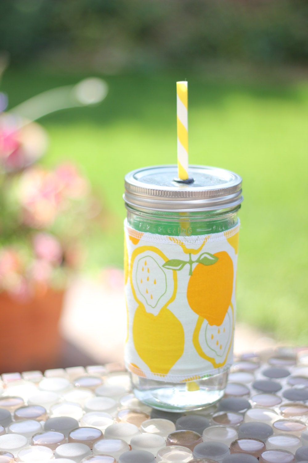 Items similar to Lemon Lime Mason Jar cup 24 oz large to go Tumbler