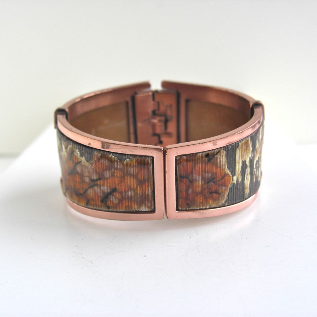 Matisse Renoir Enameled Copper Bracelet Hinged Clamper