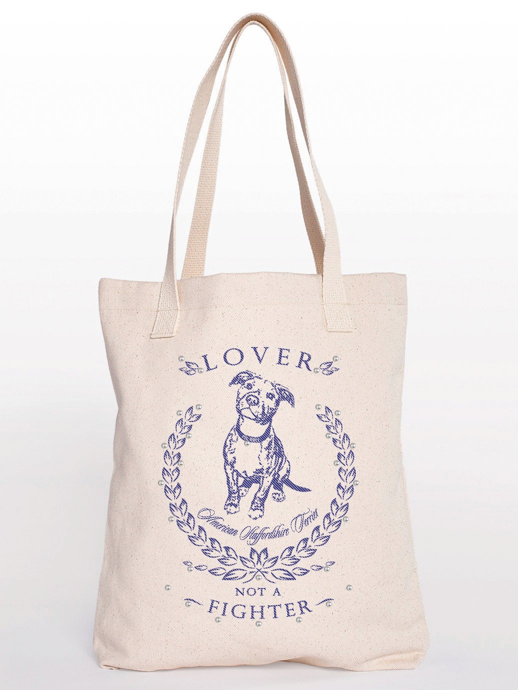 Pit Bull Studded Cotton Shopping Bag Canvas Tote