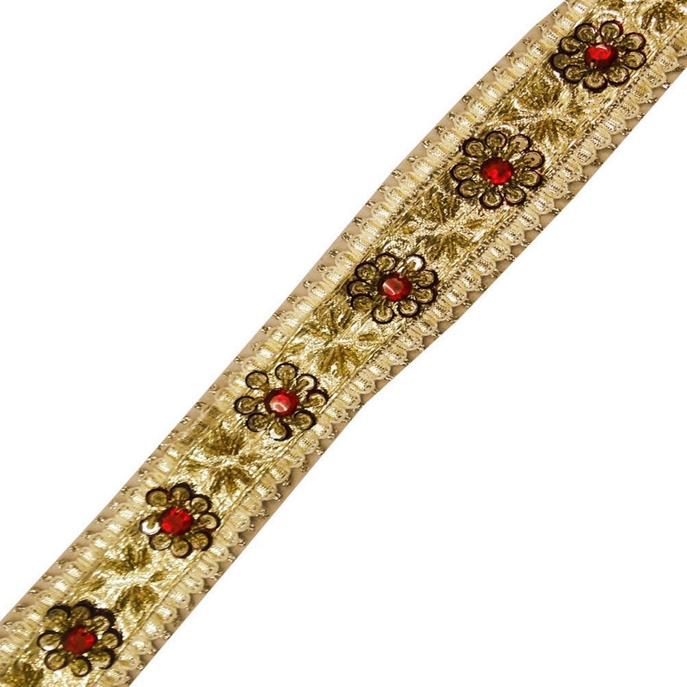 Gold Beaded Trim Sari Border Sewing Dress by Indianbeautifulart