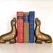Vintage Brass Bookends, Circus Seal, Zoo Animal Figurines, Sealion Statues, Gold Tone Hollywood Regency