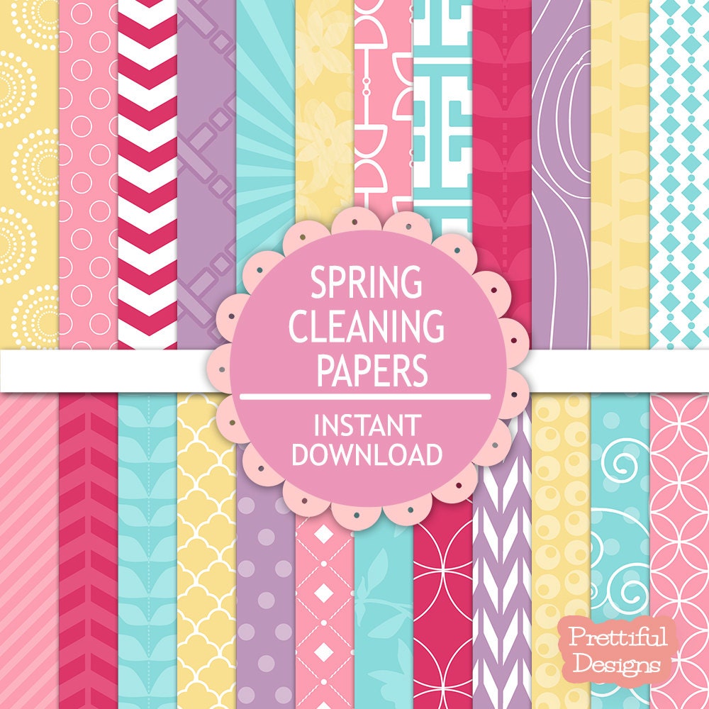 50% OFF SALE Digital Scrapbooking Pastel Printable Paper Pack Instant Download Spring Cleaning (549) Il_570xn