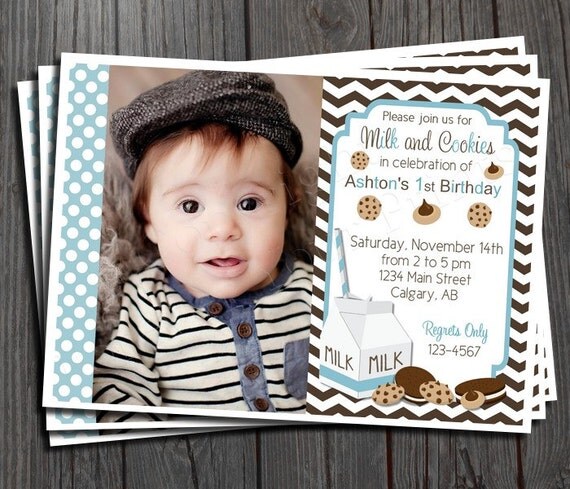 Milk and Cookies Birthday Invitation - FREE Thank You Card included Il_570xn
