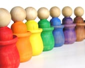 NEW and IMPROVED- Waldorf Wood Toy-Rainbow  Peek-a-Boo Men- Educational Montessori Toy - applenamos