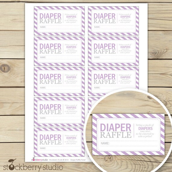 Lavender Baby Shower Diaper Raffle Tickets - Instant Download Il_570xn