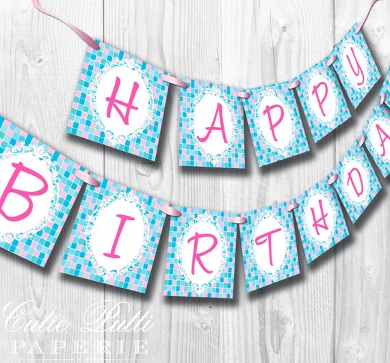 Spa Party, Pampering Party - PRINTABLE BIRTHDAY BANNER - Cutie Putti Paperie Il_570xn