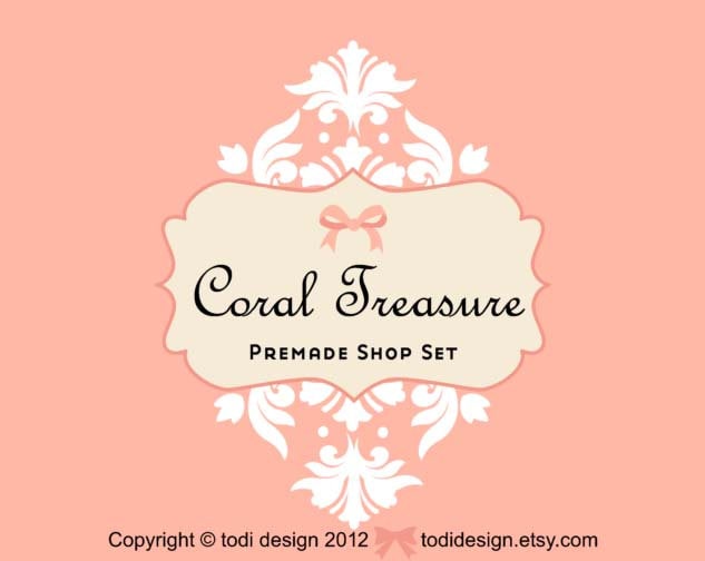 Coral Treasure - Premade Etsy Shop Banner set Il_570xn