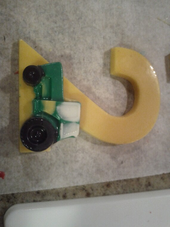 12 Tractor with Number or Letter Chocolate Favor Il_570xn
