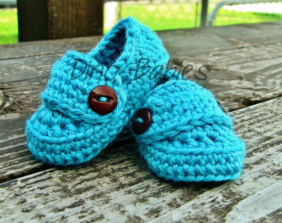 Crochet Infant Button Loafers Baby Booties Shoes by Dinobabies