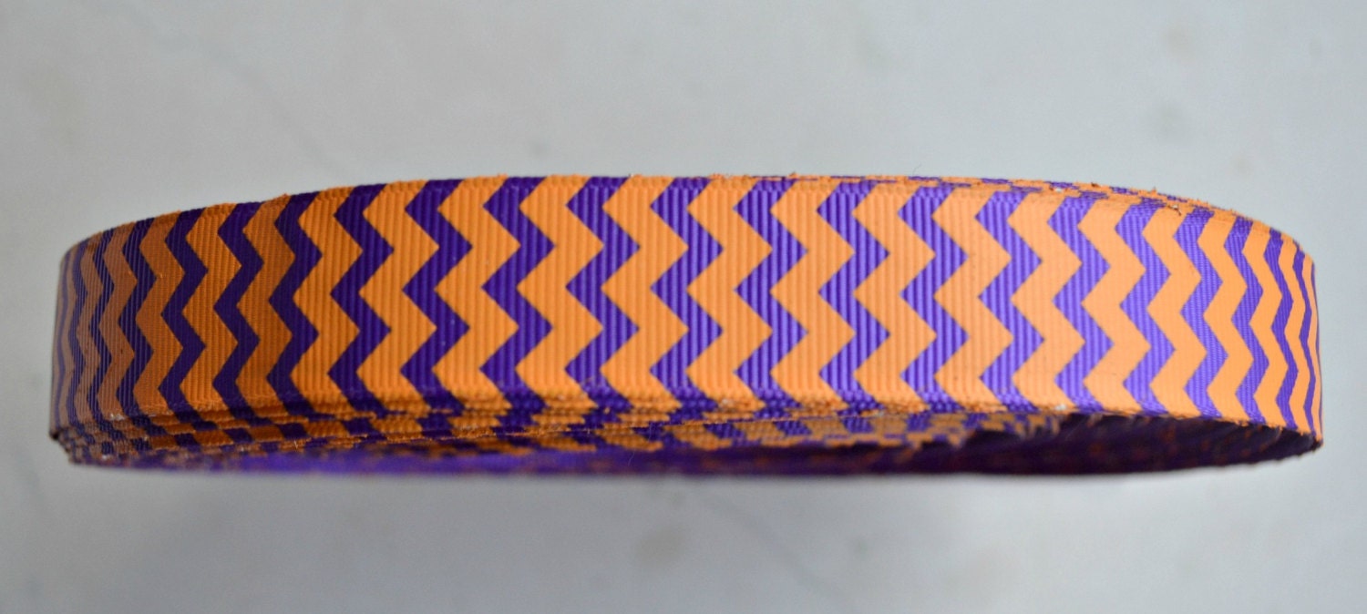 purple and yellow gold chevron striped 7/8" grosgrain ribbon- wedding Il_570xn