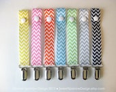 Chevron Stripes Grosgrain Ribbon PACIFIER CLIP Soother Universal, Toy Leash Strap Snap