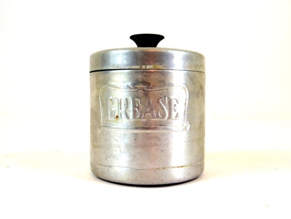 Grease Can Kitchen Canister Aluminum Can Mid Century by HonestJunk