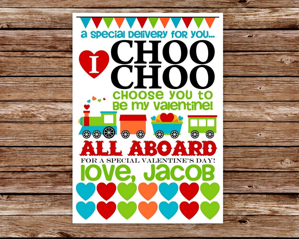 Printable Valentine Train Valentine's Day Card for kids Il_570xn