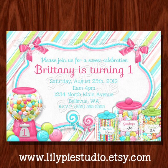 Sweet Shoppe Birthday Invitation PRINTABLE Digital File Il_570xn
