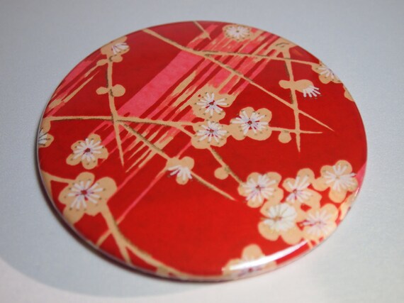 Single Red Japanese Plum Blossom Travel Pocket Mirror Il_570xn