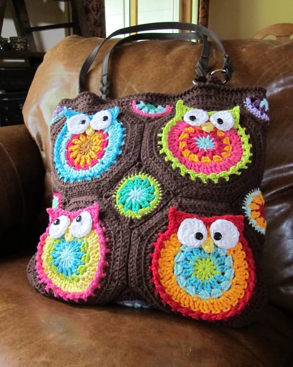 CROCHET PATTERN - Owl Tote'em - a CoLorFuL owl tote - Instant PDF Download