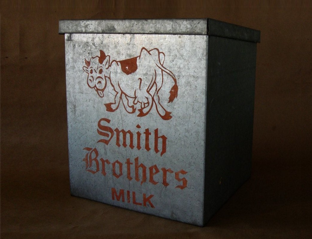 Vintage Metal Milk Box Smith Brothers Galvanized by JBHoffmantwo