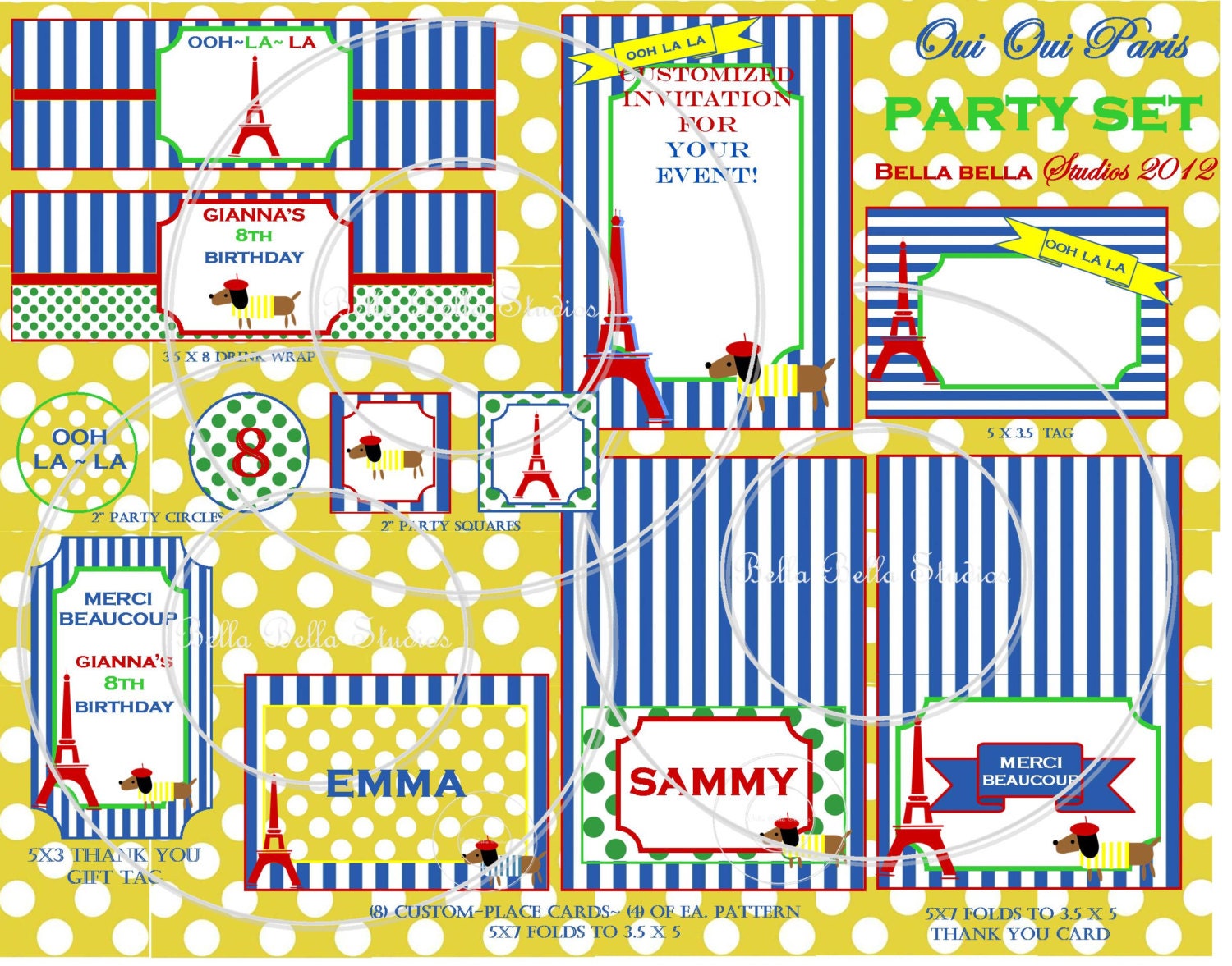 Oui Oui PARIS - CUSTOM PRINTABLE Party Collection - Eiffel Tower - Painting Party - Art Birthday - Bella Bella Studios Il_570xn