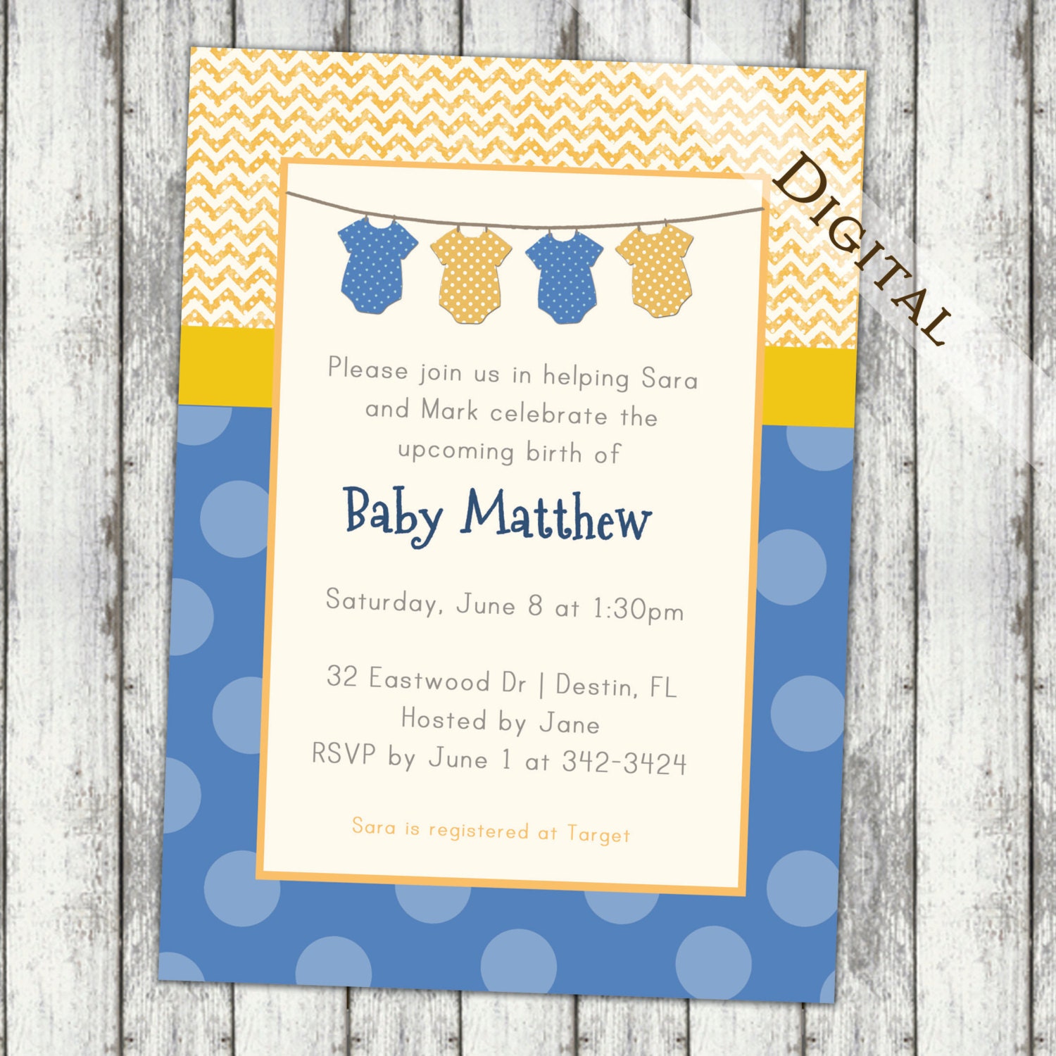 baby shower invitations gender neutral baby shower invite, polkadots ...