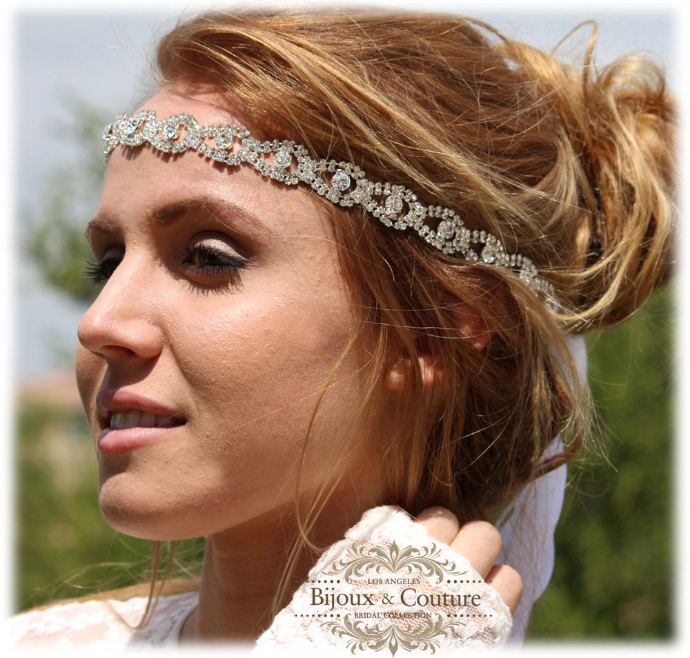 Bridal hair accessory, bridal headband, rhinestone headband, Crystal headband, bridal Sash, wedding hair accessory