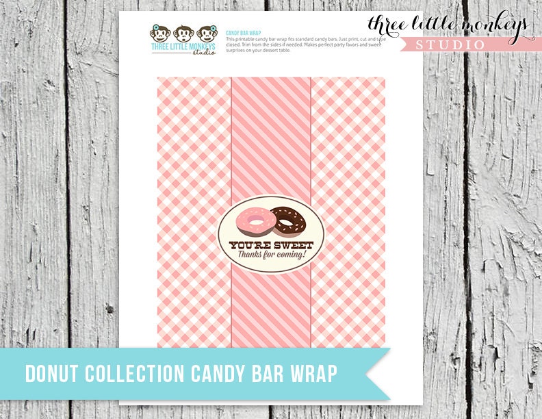 Donut Shop Chocolate Bar Favor Wrapper Il_570xn