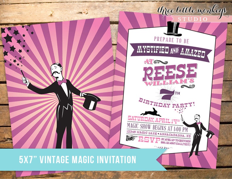 Vintage Magic Birthday Invitation PLUS Thank You Notes Il_570xn