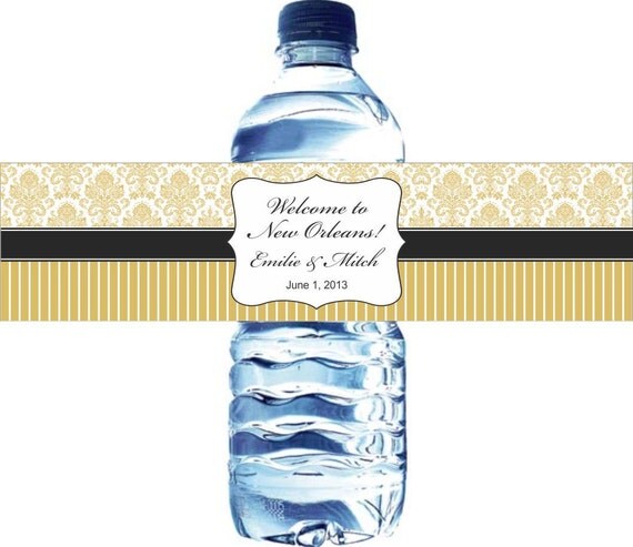 100 Wedding Water Bottle Labels - Waterproof Labels Printed with your wedding colors Il_570xn