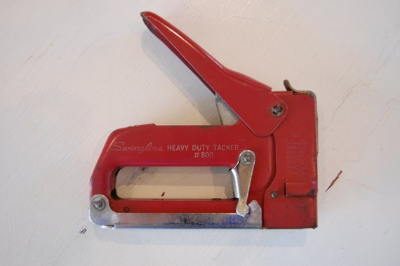 Vintage Red Swingline Heavy Duty Manual Tacker Staple Gun