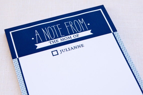 A Note From Mom Notepad - Personalized - Four Color Choices Il_570xn
