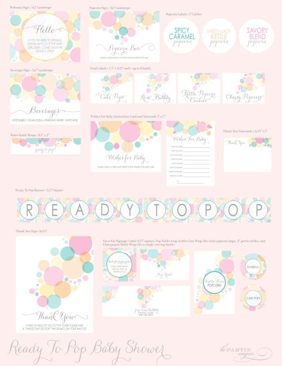 Ready to Pop - Baby Shower Partie Kit - Available in Three Colors Il_570xn