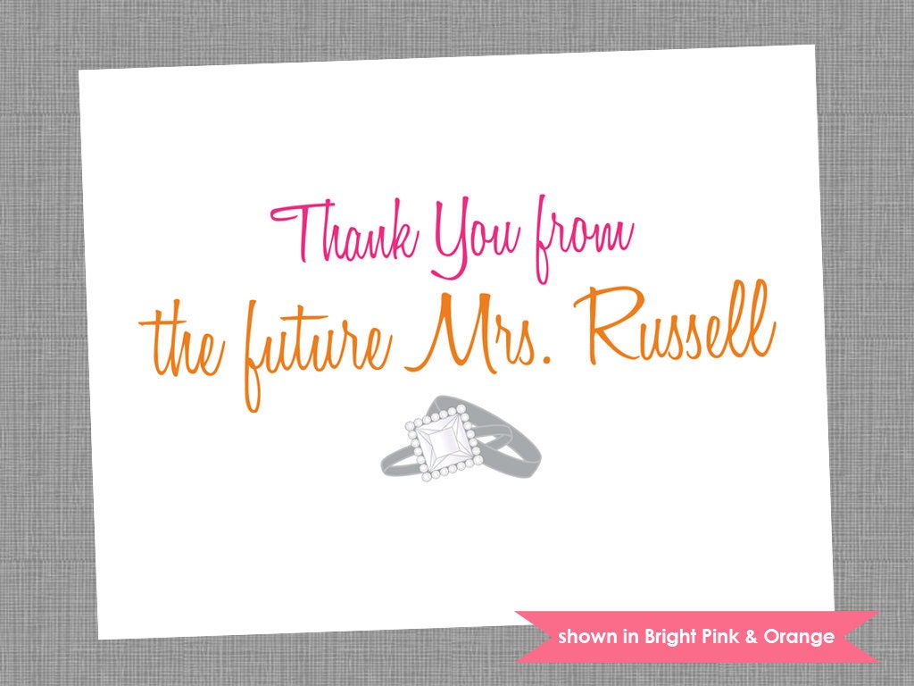 Bridal Shower Thank You Cards - Personalized Folded Note Cards - Colors and Text Customizable Il_570xn