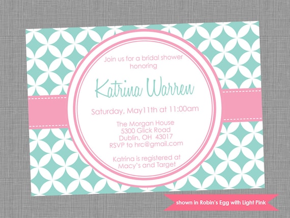 Printable Bridal Shower Invitation - Shower Themed Pixie Invite - Colors and Text Customizable Il_570xn