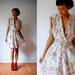 Vtg Floral Pastel Printed Retro Belted SS Dress