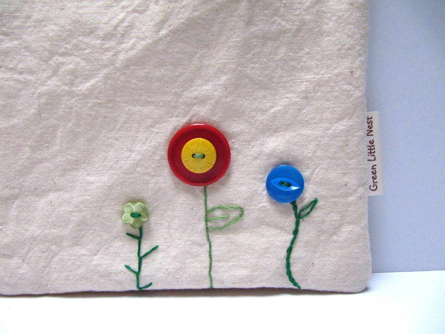 Reusable Sandwich Bag, Eco Snack Bags, Button Flowers Nylon Lined