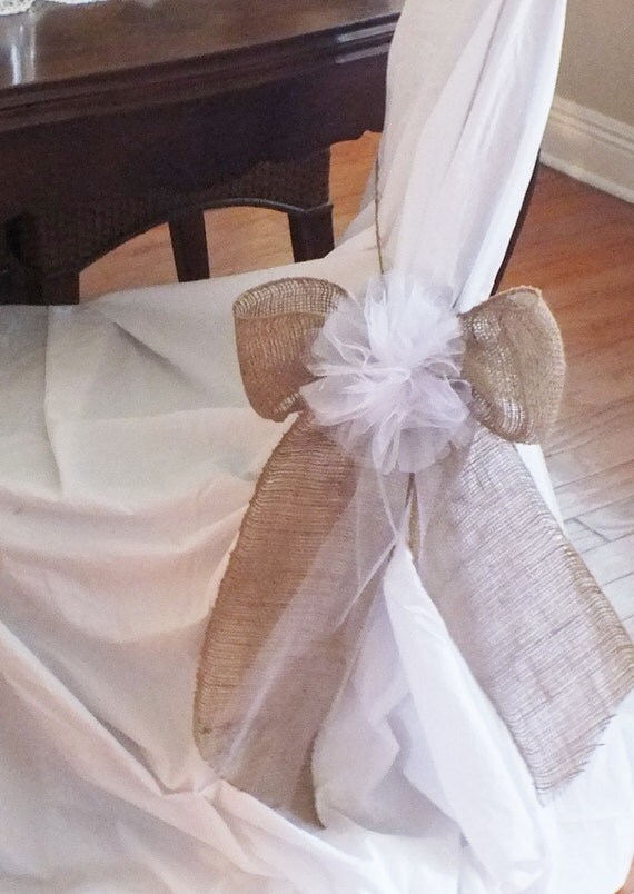 Items similar to Rustic Wedding Burlap Bows Set Of Two Burlap Wedding