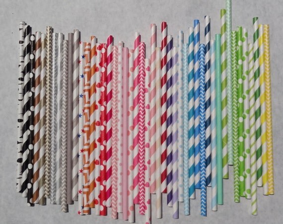 100 Paper Straws, Priority Shipped, Pick Your Color Il_570xn