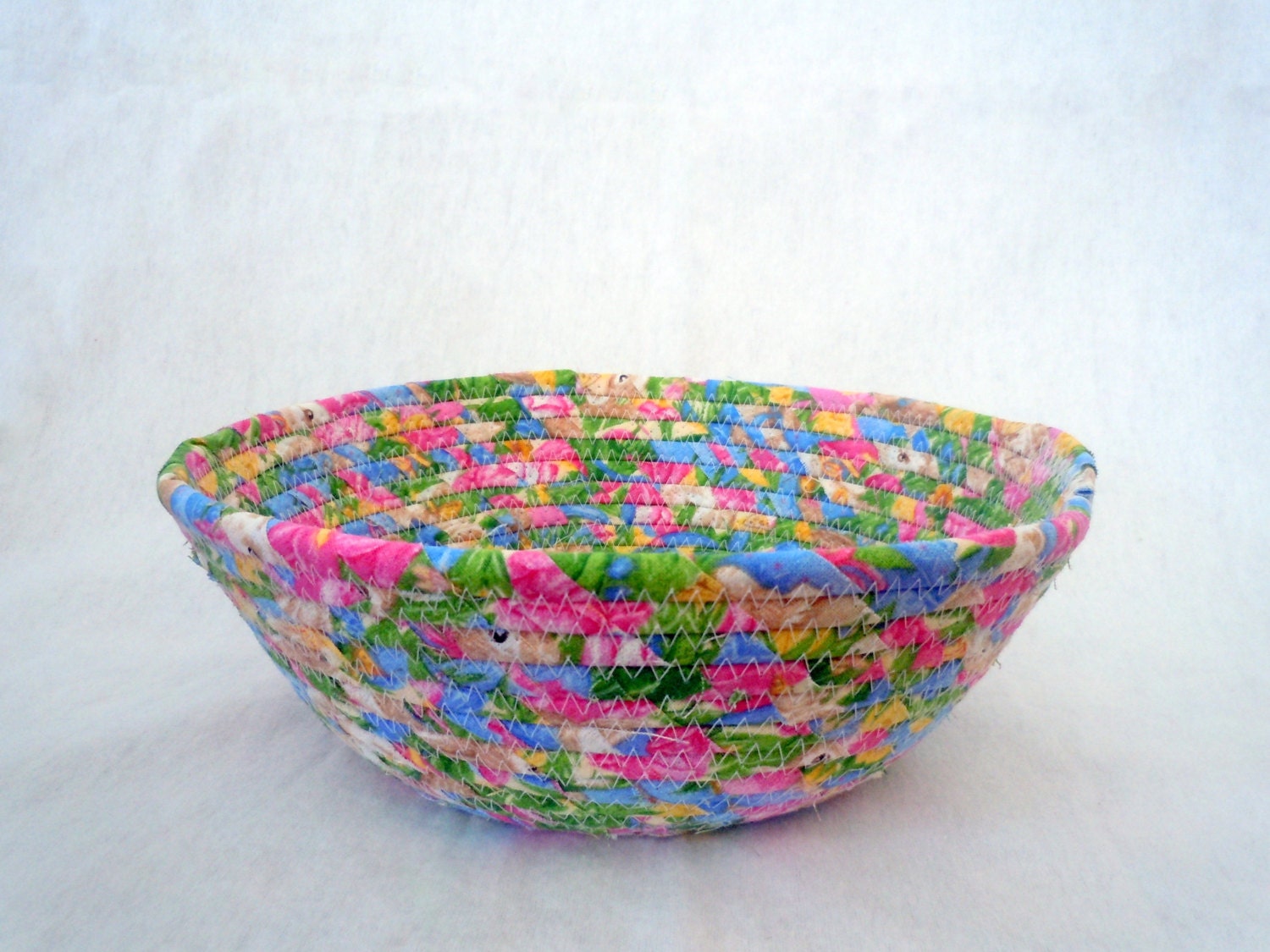 Small Spring / Easter Multi Colored Fabric Coiled Bowl - JennisCraftyCorner