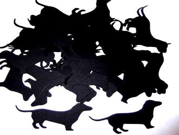 100 - 2" Dachshund Black Confetti Die Cut Scrapbooking Table Decoration Supplies - PartyHQ