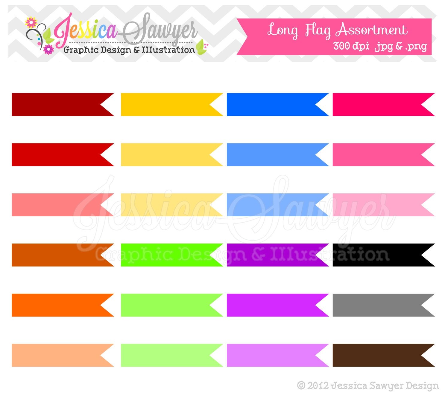 CLEARANCE, long digital flags - label clip art - clipart - printable straw flags - commercial use - digital scrapbooking Il_570xn