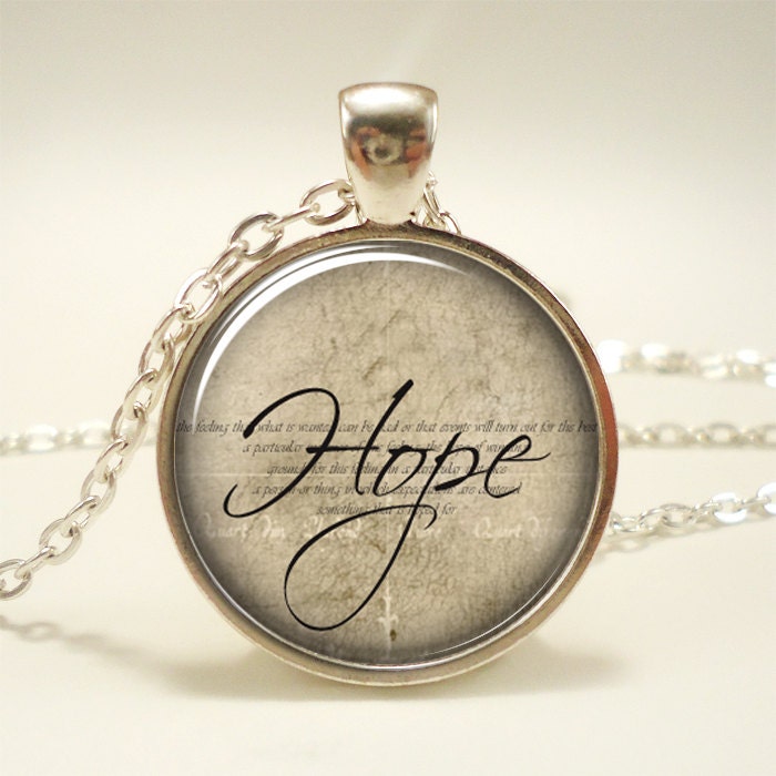 Hope Necklace, Word Pendant, Inspirational Jewelry (1376S1IN) - rainnua
