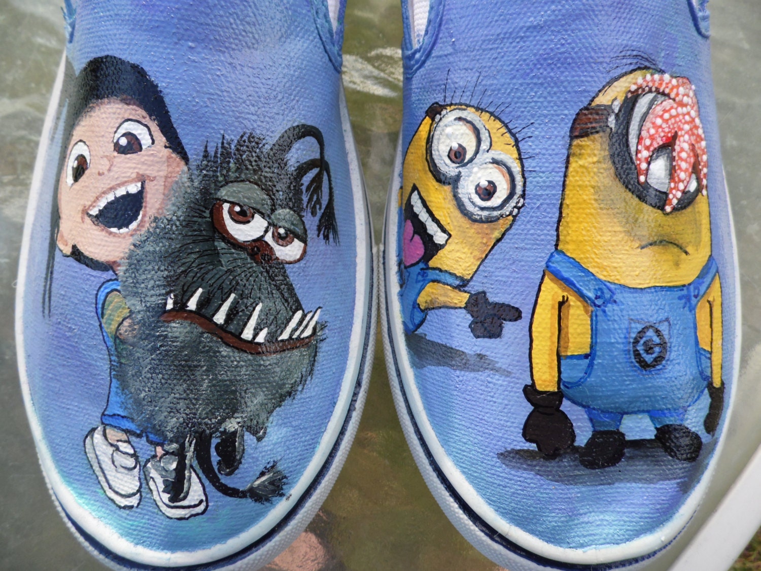 Despicable Me 2  Agnes Minions Gru's Dog Kyle Custom Painted Toms Vans Shoes