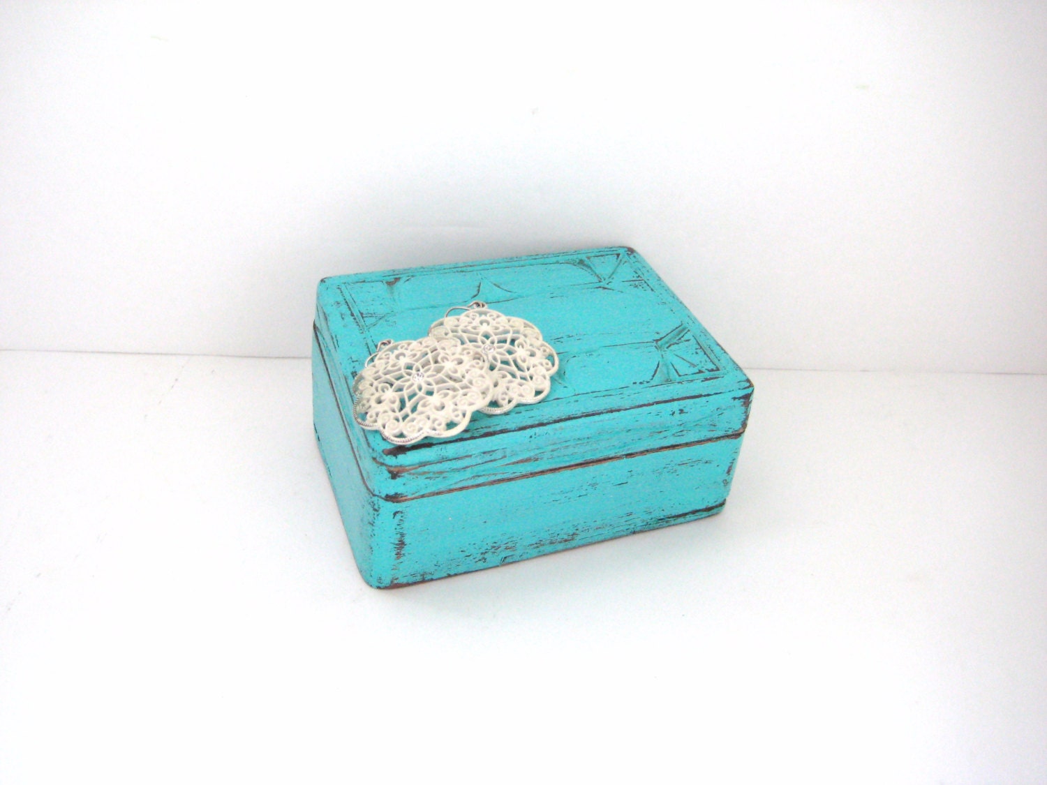 Turquoise Box - Rustic - Shabby Chic Distressed